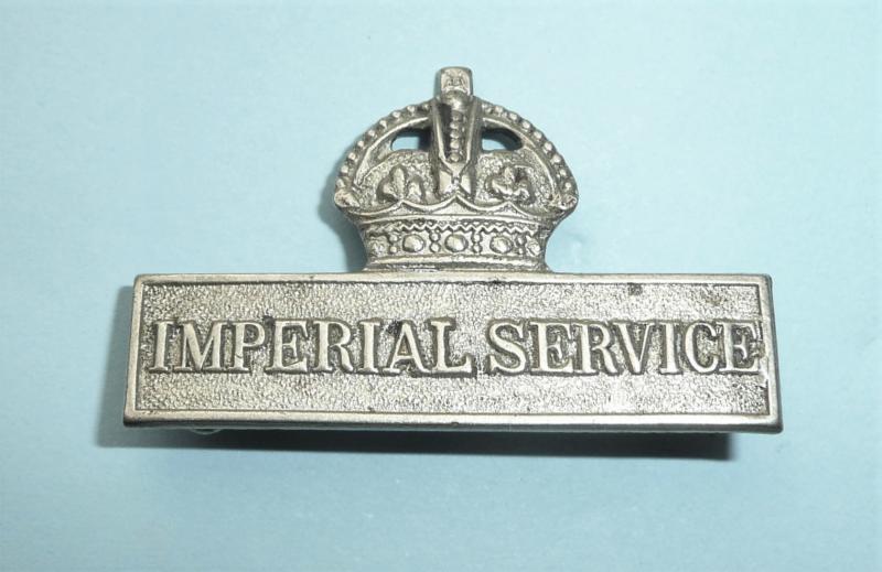 WW1 Territorial Force Imperial Service Volunteer white metal uniform breast badge bar pin clasp