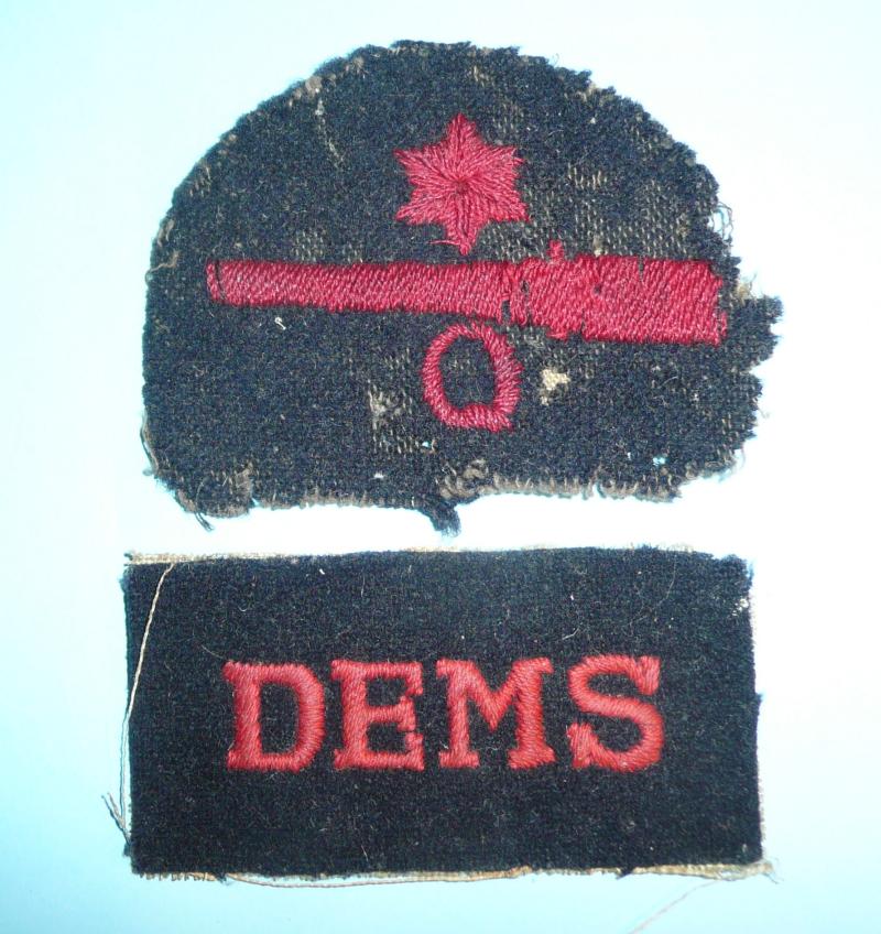WW2 Quarter Gunners Arm badge with separate DEMS Merchant Marine