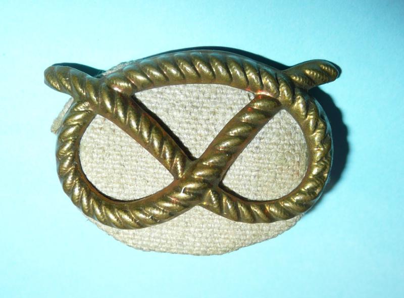 South Staffordshire Regiment Brass Collar Badge with Brown Holland Backing Cloth