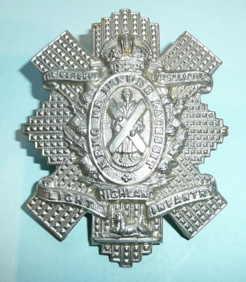 2nd/ 9th Battalion Glasgow Highlanders White Metal Glengarry Badge (Blunted Ends Variety)