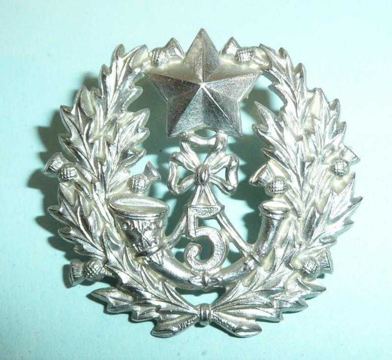 5th Volunteer Battalion and later 5th Battalion (Territorials) Cameronians (Scottish Rifles) White Metal Glengarry Badge 1887 - 1897 &1908-20