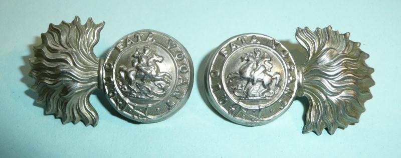 2nd & 3rd Volunteer Battalions Northumberland Fusiliers Facing Pair of White Metal Collar Badges
