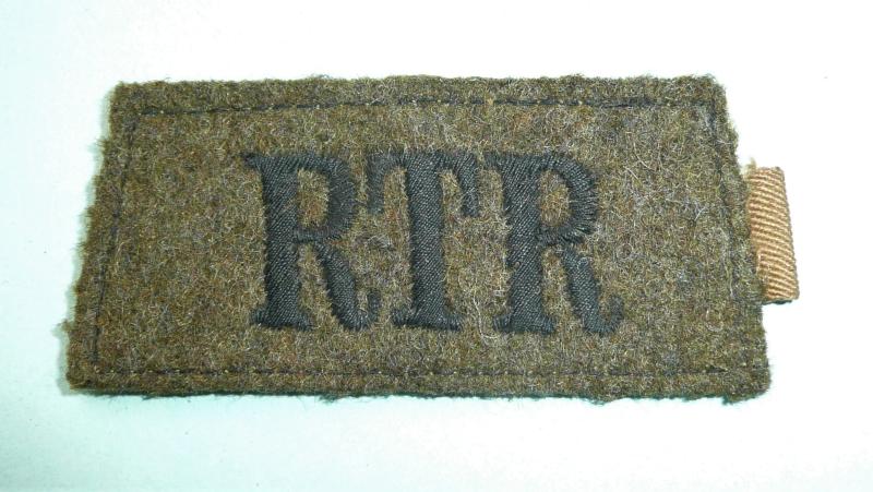 RTR Royal Tank Regiment WW2 slip on shoulder title