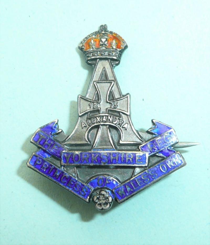 Green Howards ( Alexandra, Princess of Wales's Own Yorkshire Regiment) Sterling Silver and Enamel Sweetheart Brooch Pin Badge