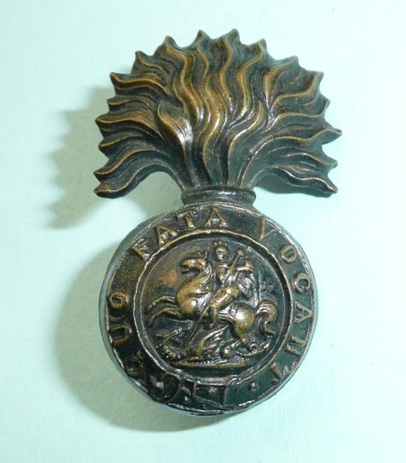 1st Volunteer Battalion Northumberland Fusiliers Blackened Brass Small Pattern Cap Badge