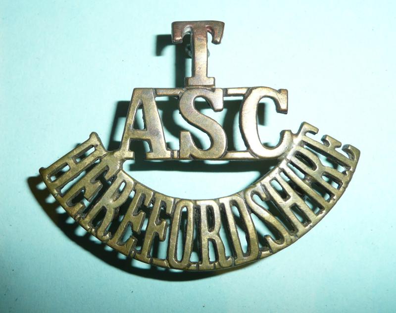 T/ ASC / Herefordshire Army Service Corps (Territorial) One Piece Brass Shoulder Title