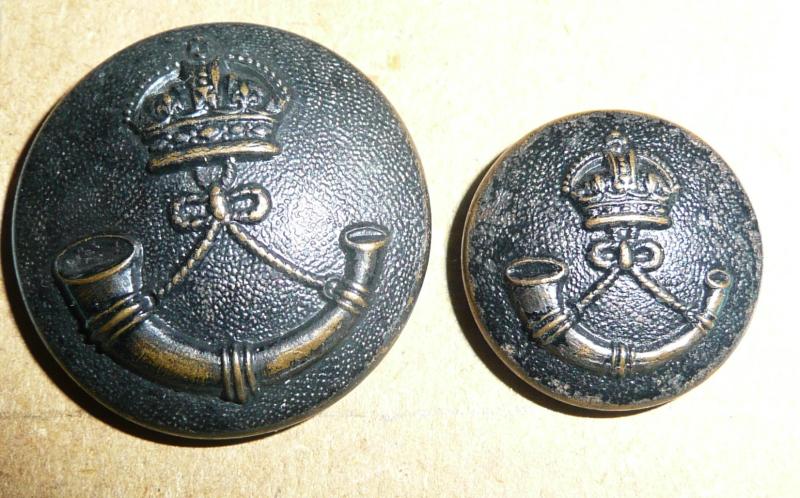 Pair of Blackened Brass Rifle Volunteer Battalion Buttons