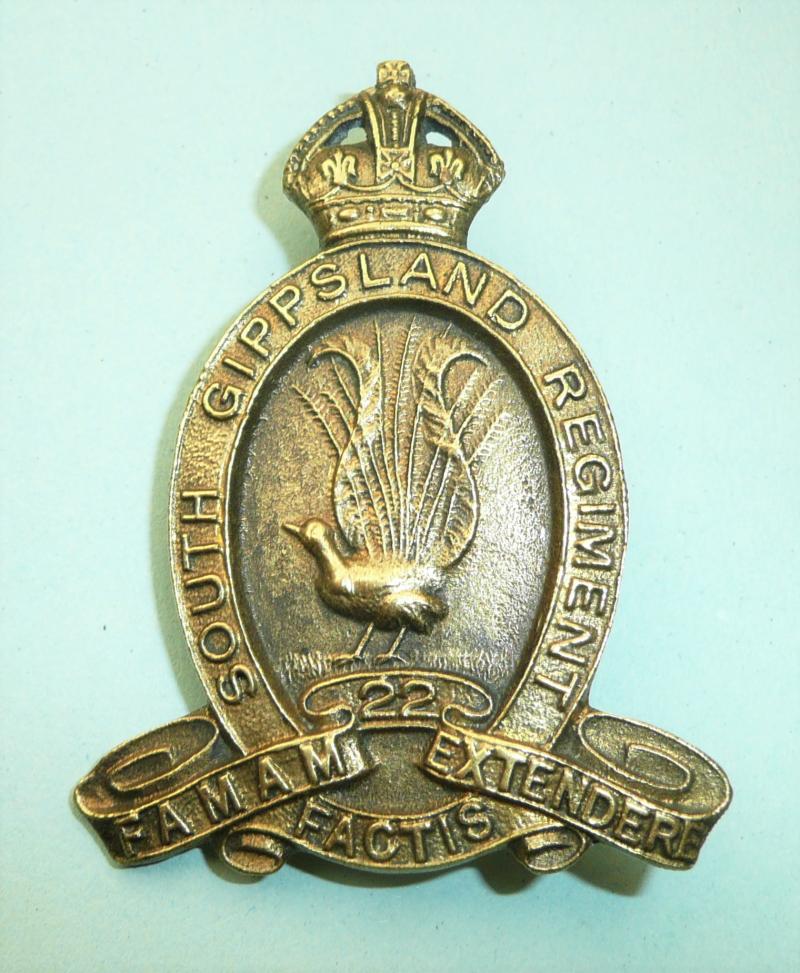 Australian 22nd Battalion (South Gippsland Regiment) – Oxidised Hat Badge – 1930 to 1942