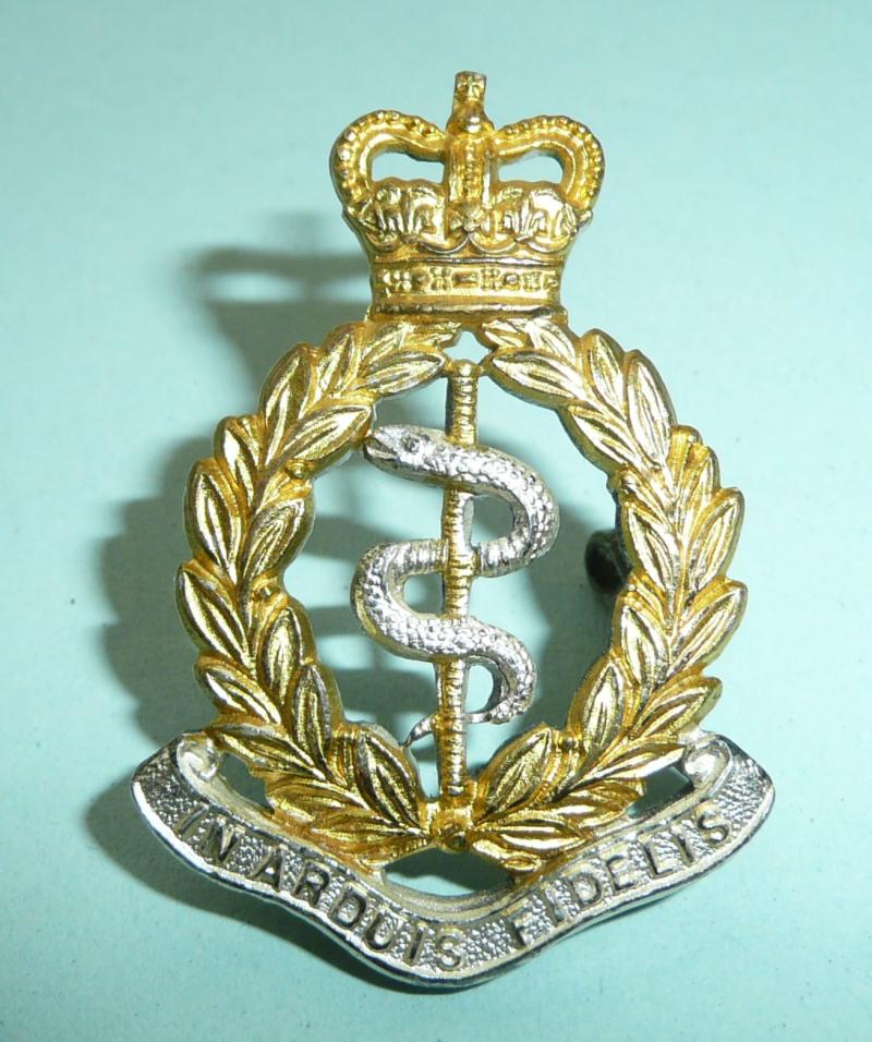 Royal Army Medical Corps RAMC Full Dress Officers Silver Plated and Gilt Cap Badge - Gaunt London
