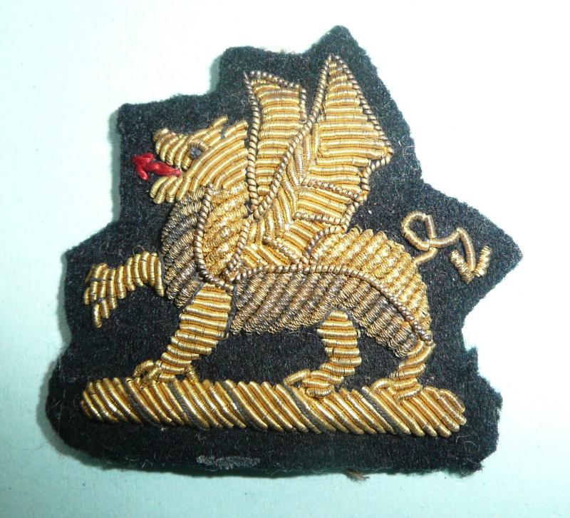 Glamorgan Yeomanry Officers Gold Bullion Forage Cap Badge