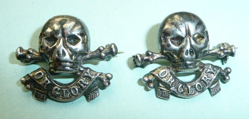 17/21st lancers Hallmarked Silver Officers Mess Dress Collar Badges