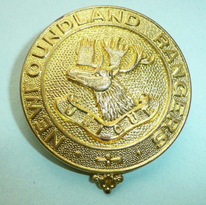 Newfoundland Rangers Brass Cap Badge - Scully Montreal Marked