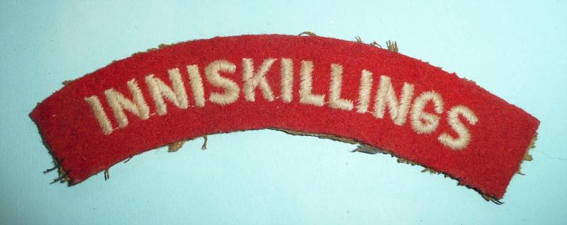 Inniskillings Embroidered White on Red Flet Cloth Shoulder Title