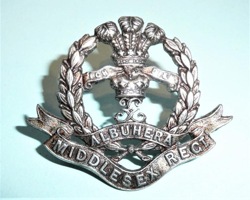 The Middlesex Regiment Officers Silver Plated Cap Badge