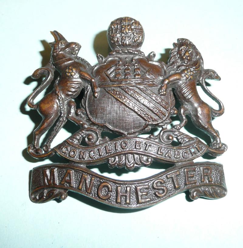 WW1 Manchester Regiment Officers OSD Bronze Cap Badge - Gaunt
