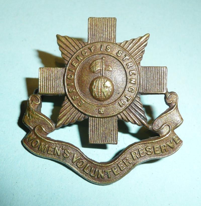 WW1 Home Front - Womens Volunteer Reserve (WVR) Bronze Cap Badge - Gaunt Tablet