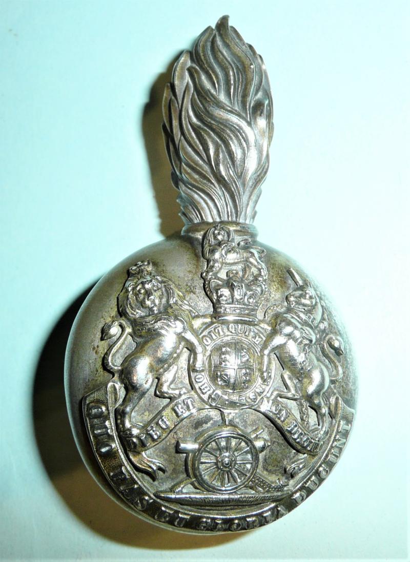 Royal Artillery Volunteers Generic Victorian QVC Officer's silver plated busby badge & plume holder