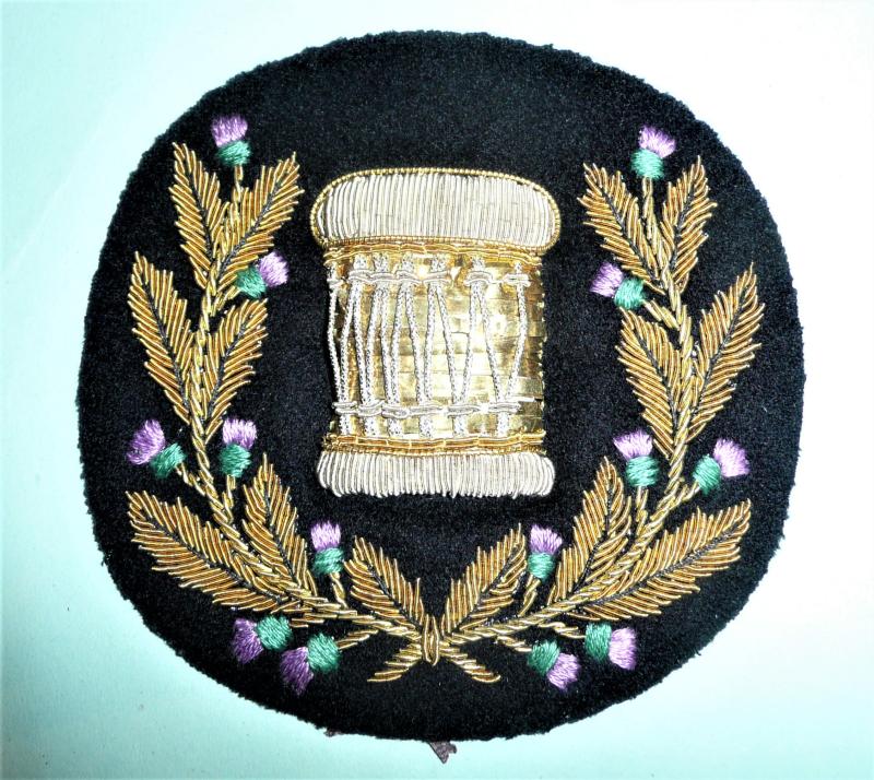Large Scottish Pipe Band Drum Major's Embroidered Bullion Badge