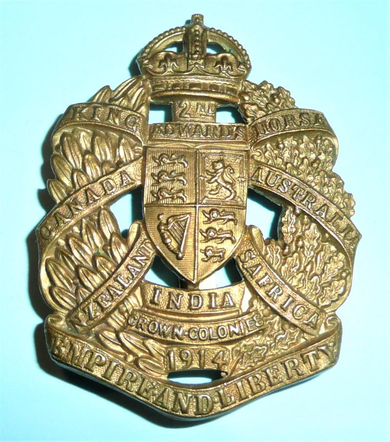 WW1 War Raised Unit - 2nd Battalion King Edward's Horse Gilding Metal Cap Badge