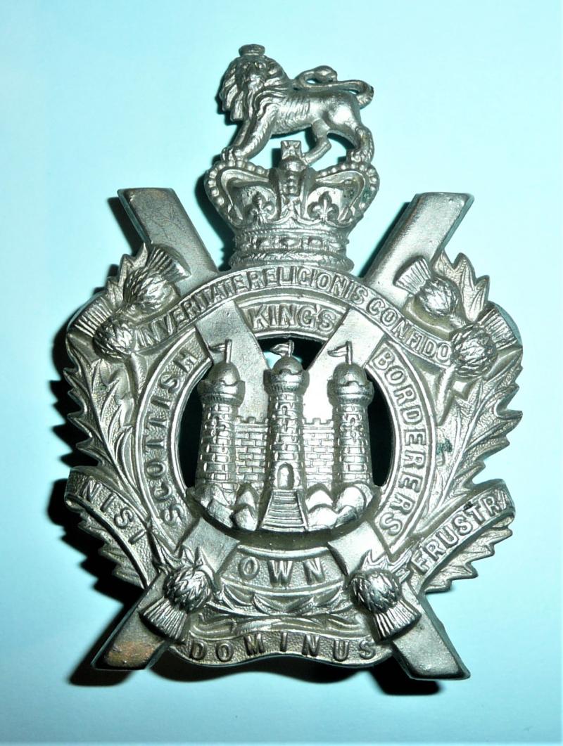 Victorian QVC King's Own Scottish Borderers (KOSB) Other Ranks Large Pattern White Metal Glengarry Badge