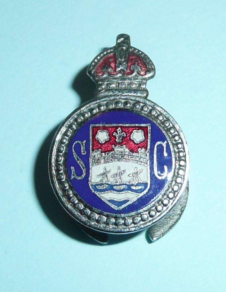 WW2 Cambridge Special Constable Constabulary Police Chrome and Enamel Lapel Buttonhole Mufti Badge