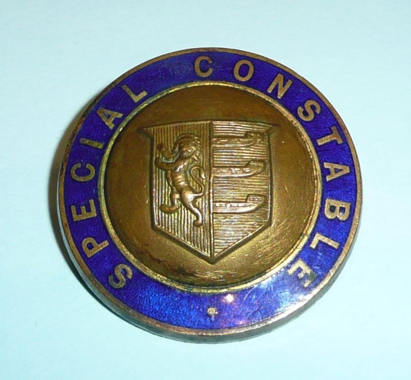 WW1 Ipswich (Suffolk) Special Constable Constabulary Police Gilt and Enamel Lapel Buttonhole Mufti Badge