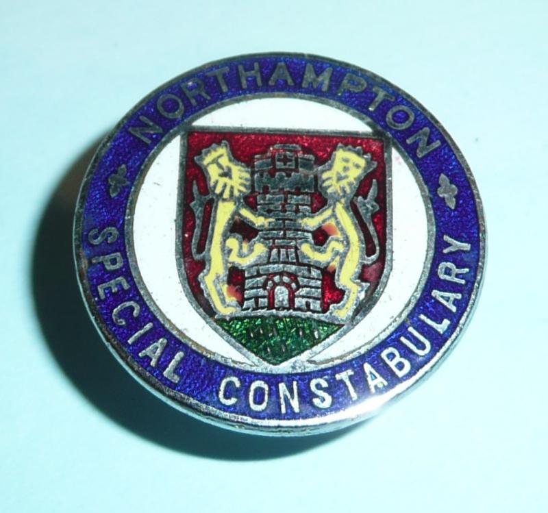 WW2 Northampton Special Constable Constabulary Police Chrome and Enamel Lapel Buttonhole Mufti Badge
