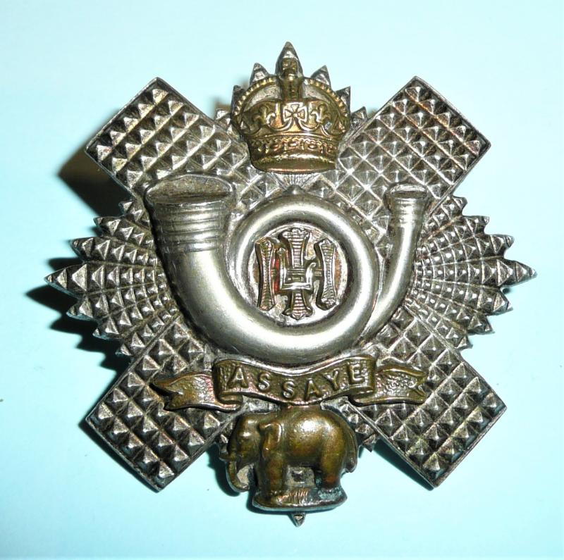 Highland Light Infantry (HLI) Officer's Silver Plated and Gilt Glengarry Cap Badge, King's Crown
