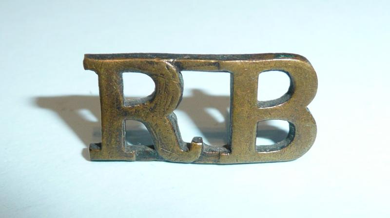 RB  - Rifle Brigade Blackened Brass Other Ranks Shoulder Title