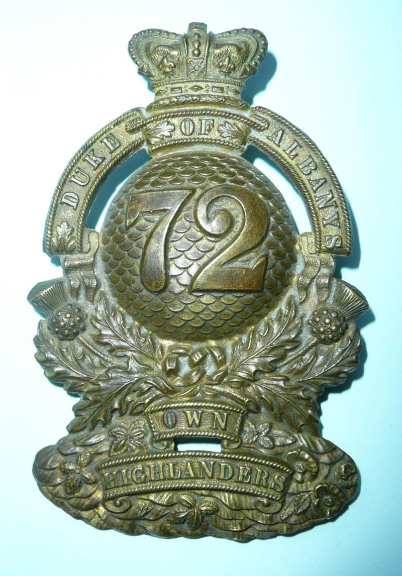 72nd (Duke of Albany's Own Highlanders) Regiment of Foot Other Ranks Feather Bonnet Badge, c1825 - 1881