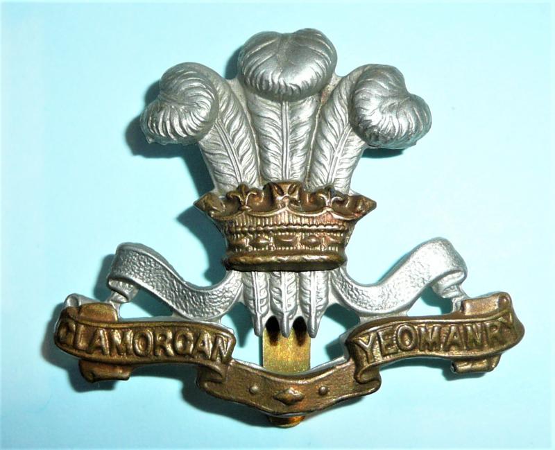 Welsh / Wales - Glamorgan Yeomanry Bi-Metal Other Ranks Cap Badge