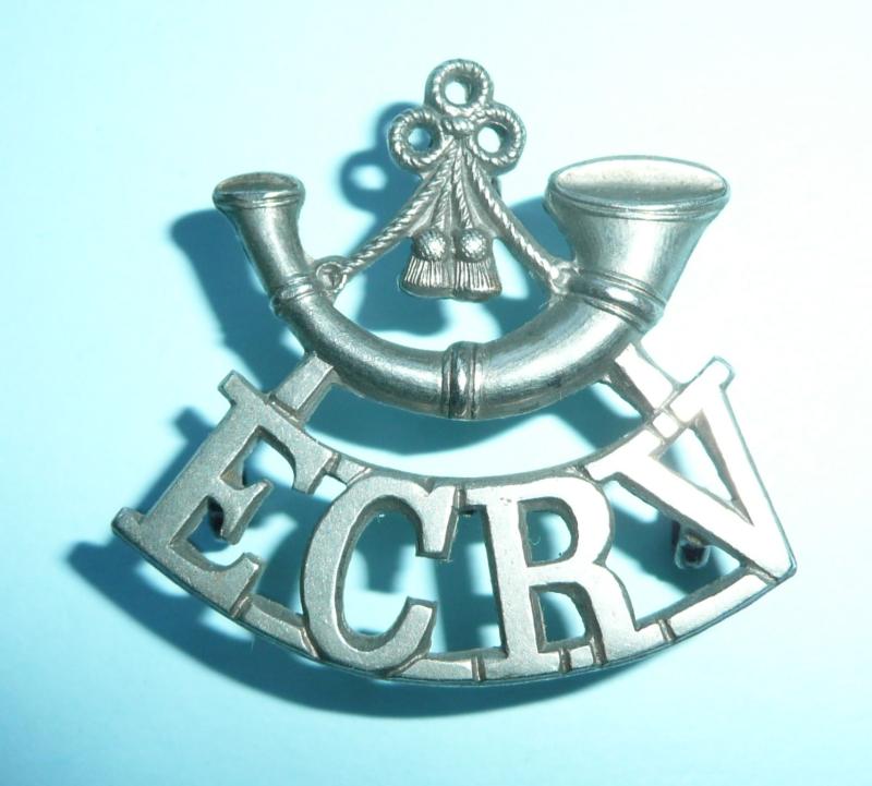 Indian Army - East Coast Rifle Volunteers (ECRV) White Metal Shoulder Title