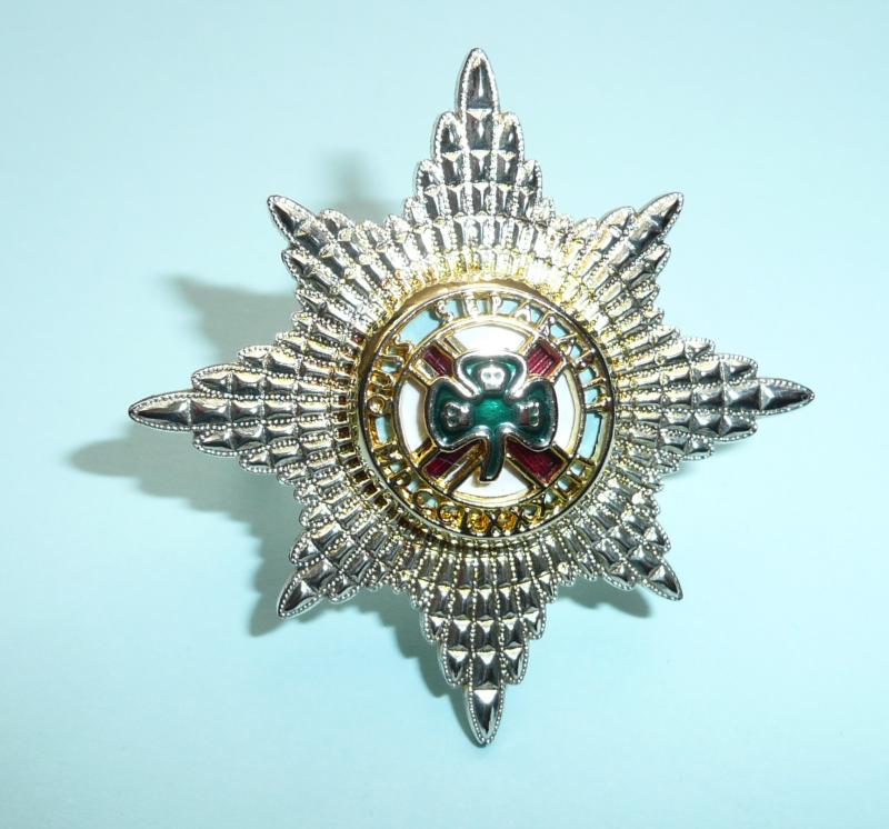 The Irish Guards Officers Full Size Silver Plated, Gilt and Enamel Cap Badge Star - Firmin