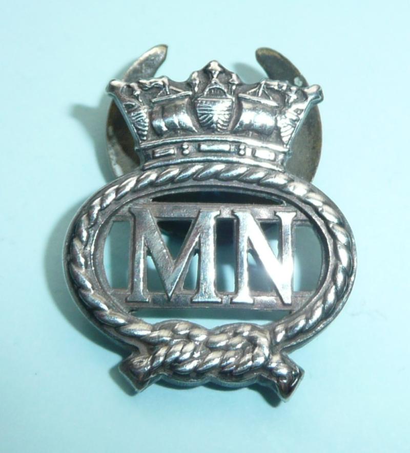 WW2 official issue Mercantile Marine / Merchant Navy Mufti Silver Lapel Badge