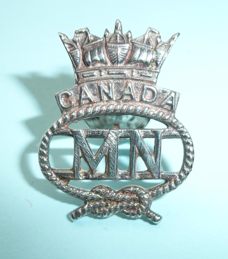 WW2 Official Canada / Canadian Mercantile Marine / Merchant Navy Navy Silver Lapel Badge