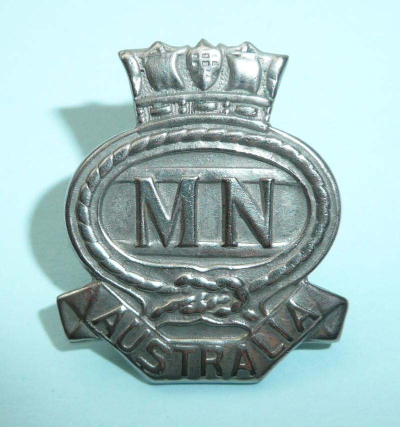 WW2 Official Australian Mercantile Marine / Merchant Navy Marine On War Service Silver Lapel Badge