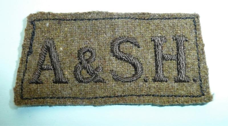 WW2 Argyll & Sutherland Highlanders Black on Khaki Woven Shoulder Slip-on Slide