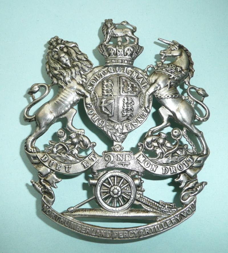 2nd (Percy) Northumberland Artillery QVC White Metal Helmet Plate