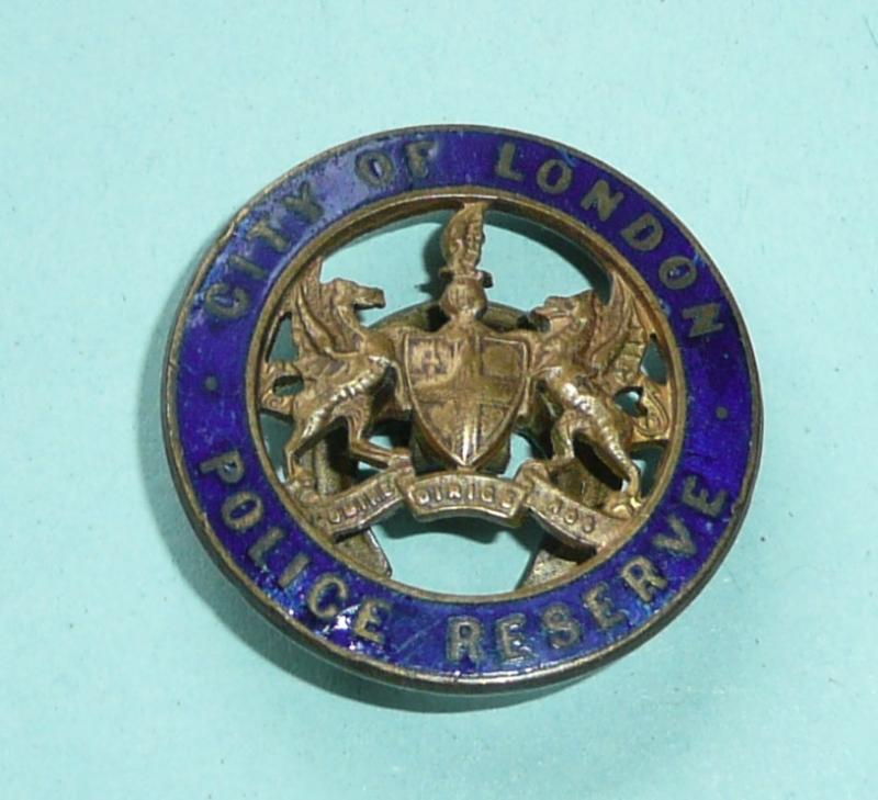 WW1 City of London Police Reserve Special Sergeant Constabulary Mufti Blue Enamel Lapel Badge
