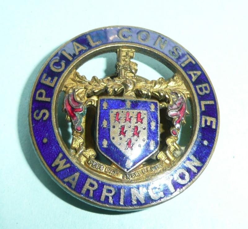 WW1 Warrington Special Constable Constabulary Police Enamel Lapel Badge - Smaller Pattern