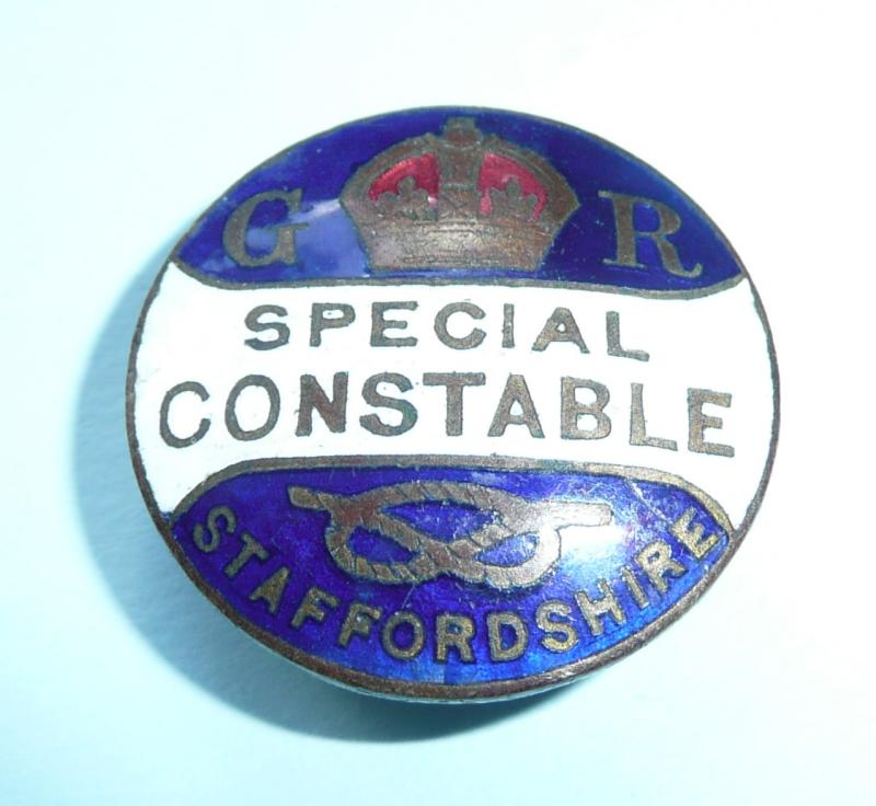 WW1 Staffordshire Special Constable Constabulary Police Enamel and Brass Mufti Buttonhole Badge