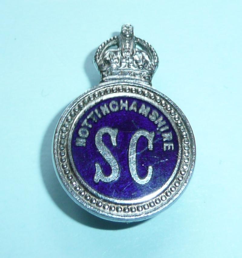 WW2 Nottinghamshire Special Constable Constabulary Police Chrome and Enamel Mufti Buttonhole Lapel Badge
