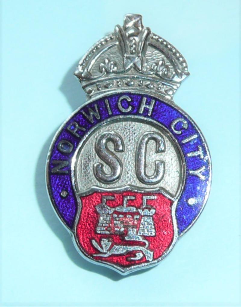 WW2 Home Front Norwich City (Norfolk) Special Constable Constabulary Police Mufti Chrome and Enamel Buttonhole Lapel Badge