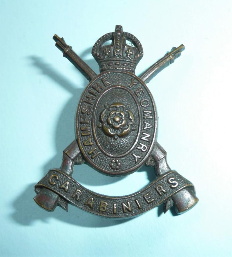 WW1 Hampshire Carabiniers Yeomanry Officer's Bronze OSD Cap Badge - Jennens