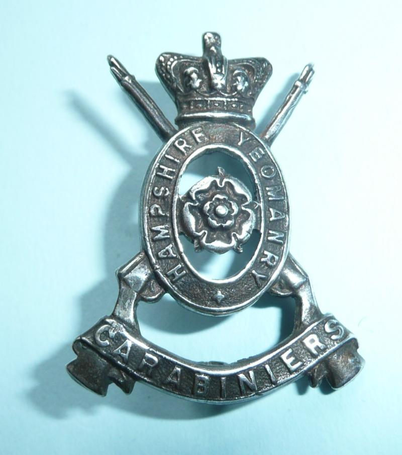 QVC Victorian Hants Carabiniers (Hampshire Yeomanry) Officers Silver Plated Cap Badge