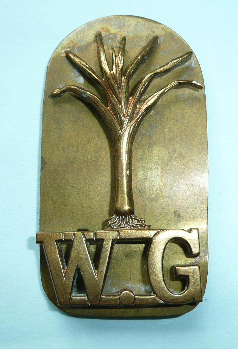 The Welsh Guards Brass Shoulder Title on Backing Plate