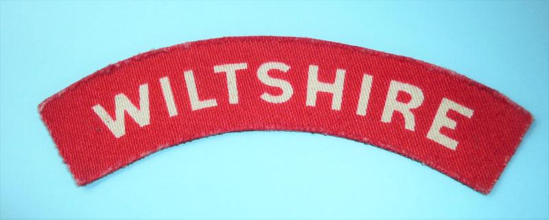 WW2 Wiltshire Regiment Printed Red on White Cloth Shoulder Title