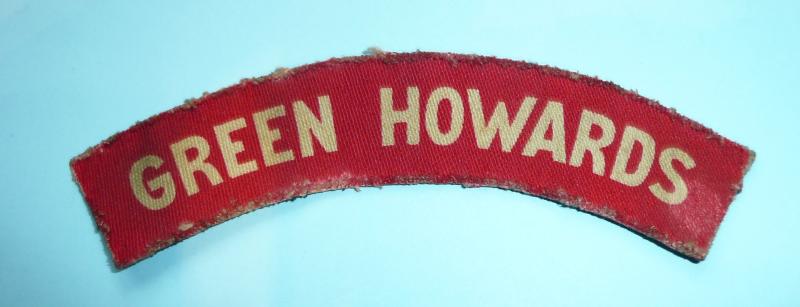 WW2 Green Howards (Yorkshire Regiment) Printed White on Red Cloth Shoulder Title