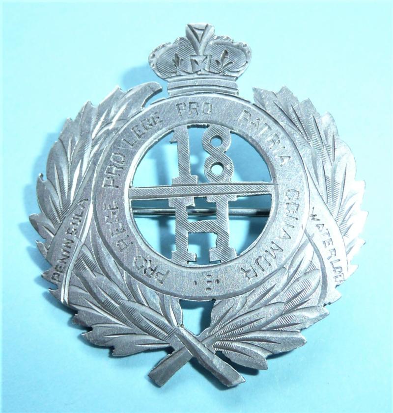 Boer War Vintage 18th (Queen Marys Own) Hussars Hallmarked Silver Sweetheart Brooch Pin Badge - 1900