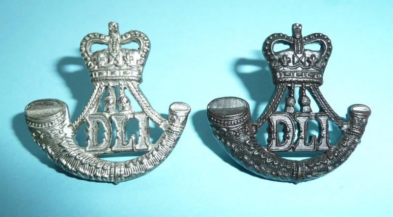 Durham Light Infantry (DLI) Officer's Collar Badges, One Silver Plate the Other Bronze OSD, Both QEII Issue